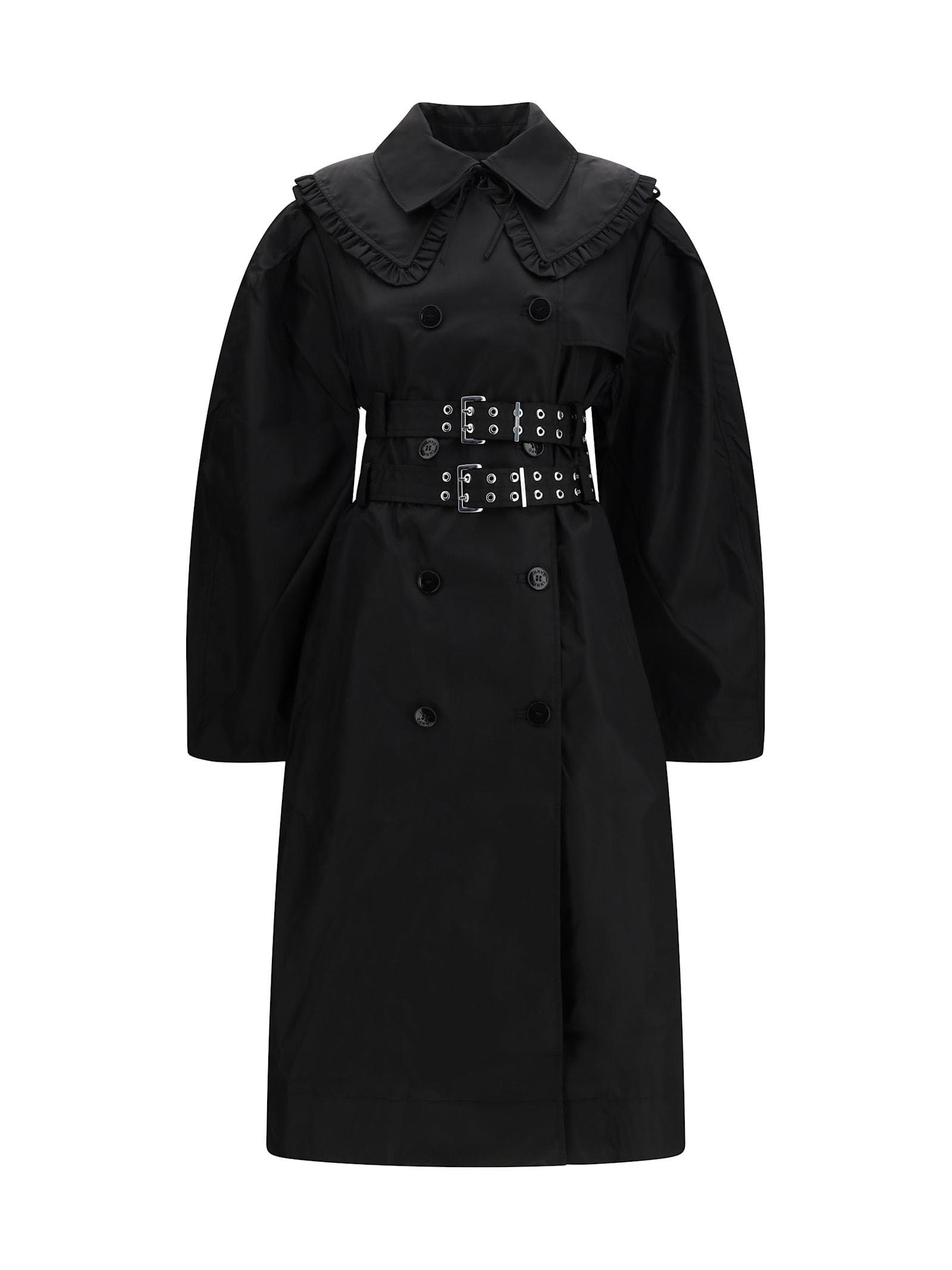 ganni belted double-breasted coat