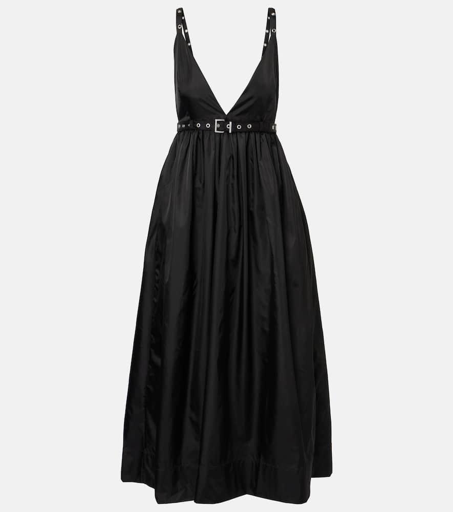 ganni belted duchesse midi dress