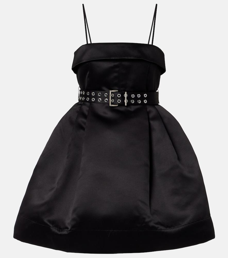 ganni belted satin minidress
