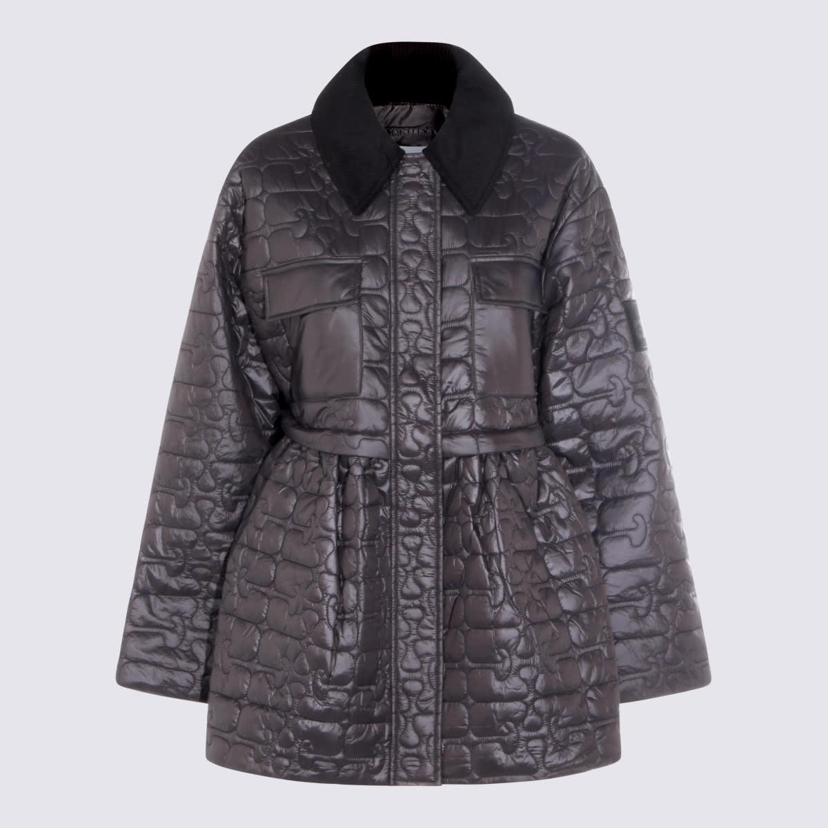 ganni black nylon down jacket