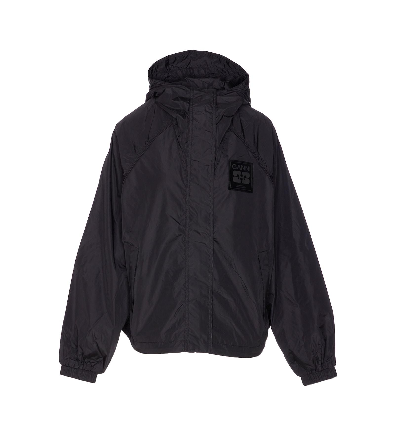 ganni black nylon jacket