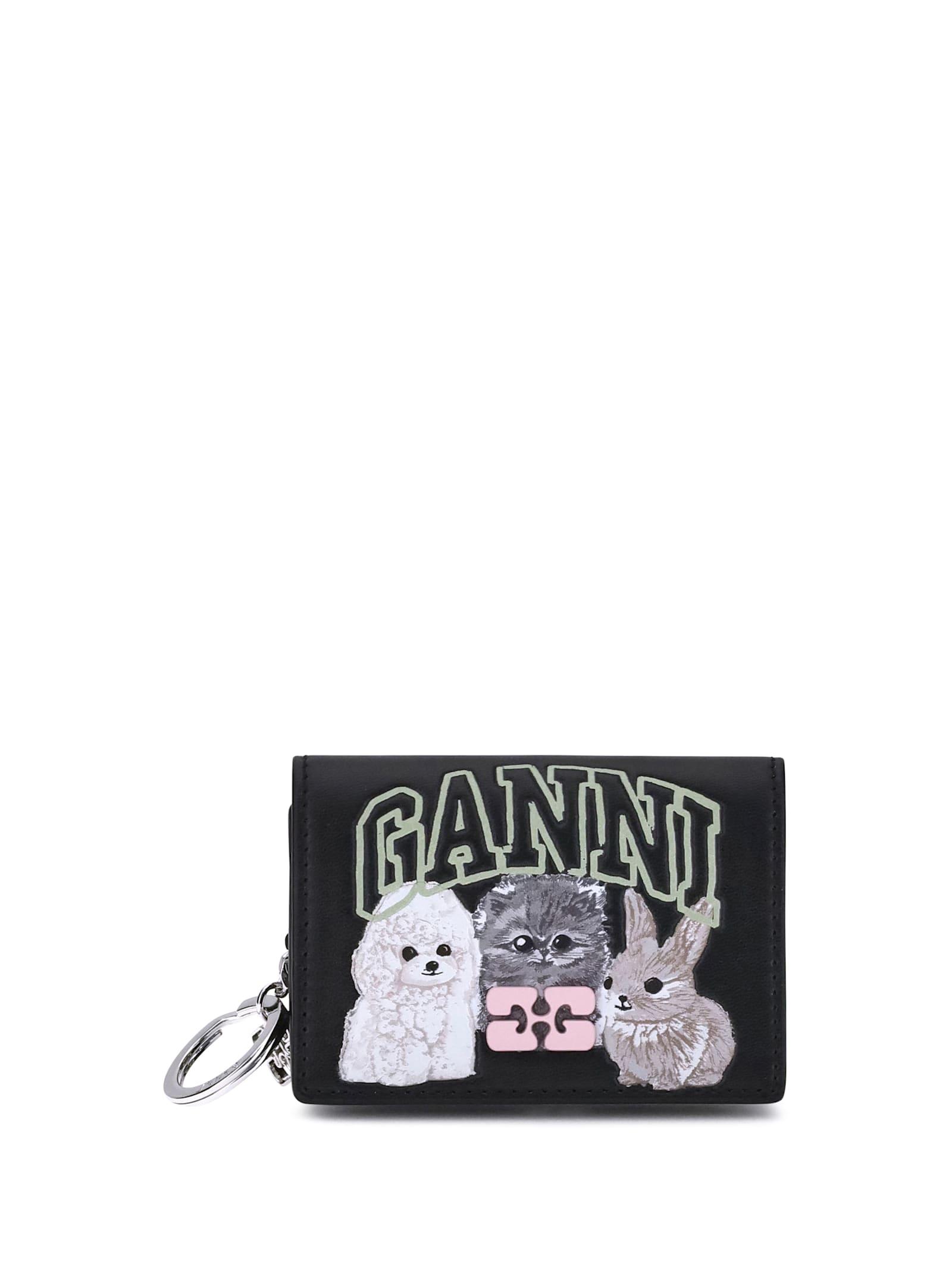 ganni bou card holder with animals