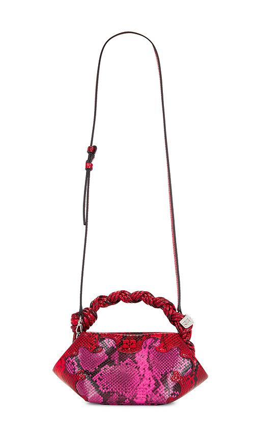 ganni bou mini snake bag in pink.