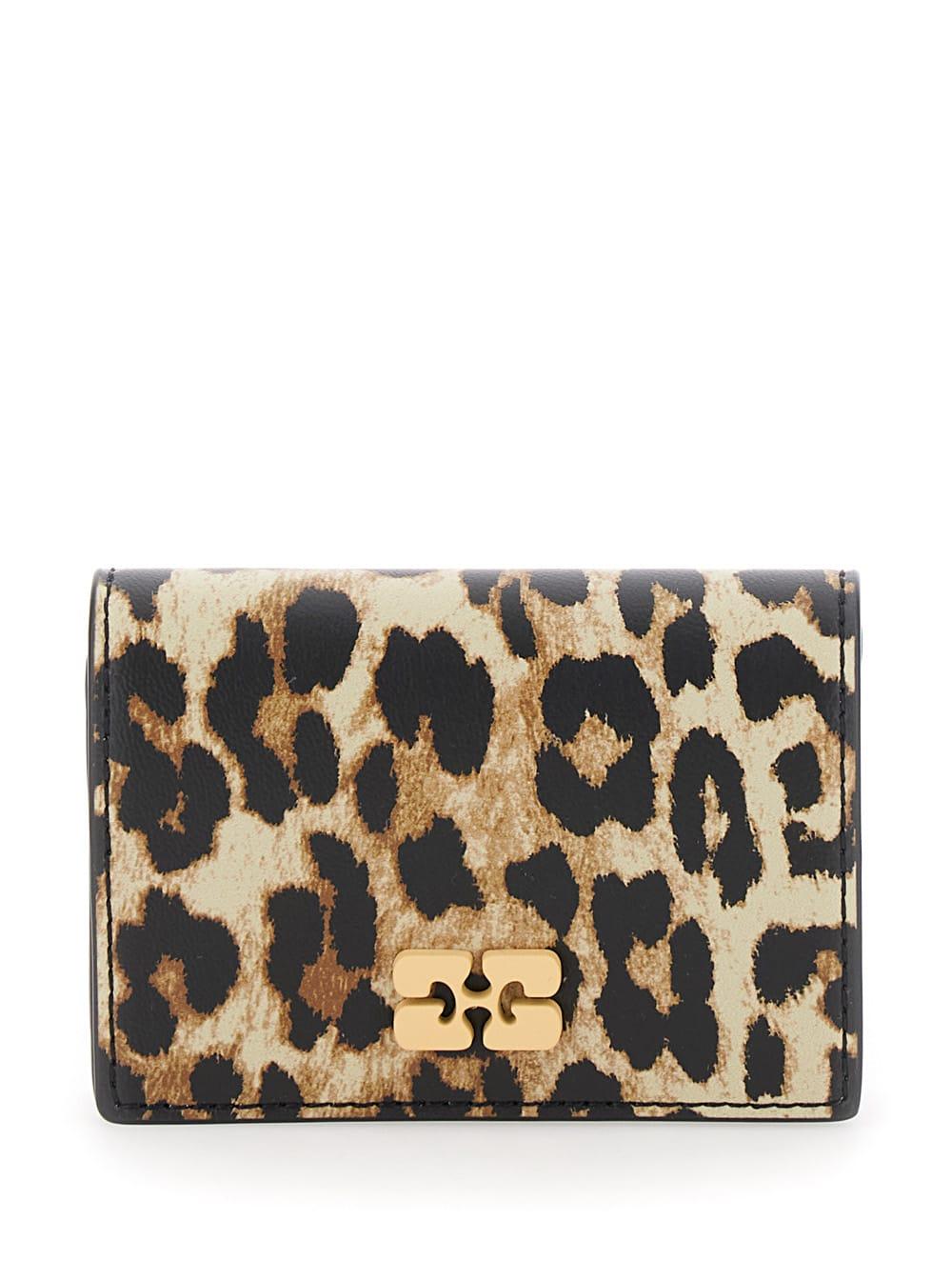 ganni bou wallet in animalier leather
