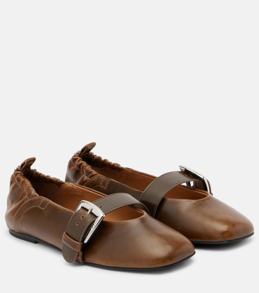 ganni butterfly mary jane flats