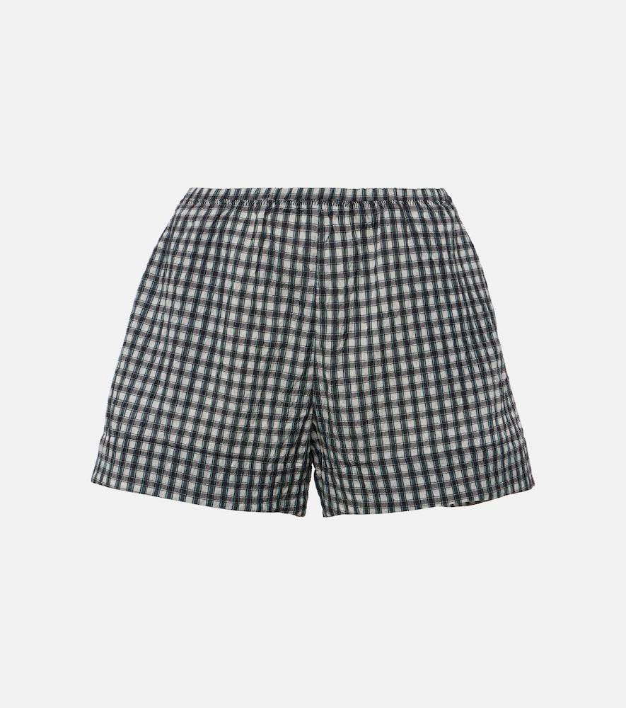 ganni checked seersucker shorts