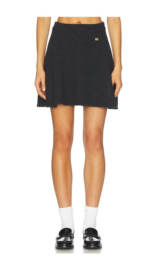 ganni chunky wool mix mini skirt in black.