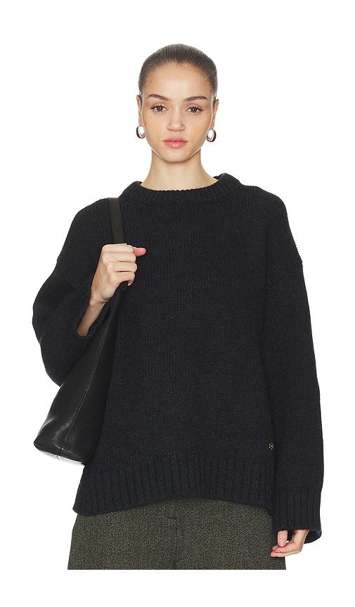 ganni chunky wool mix sweater in black.