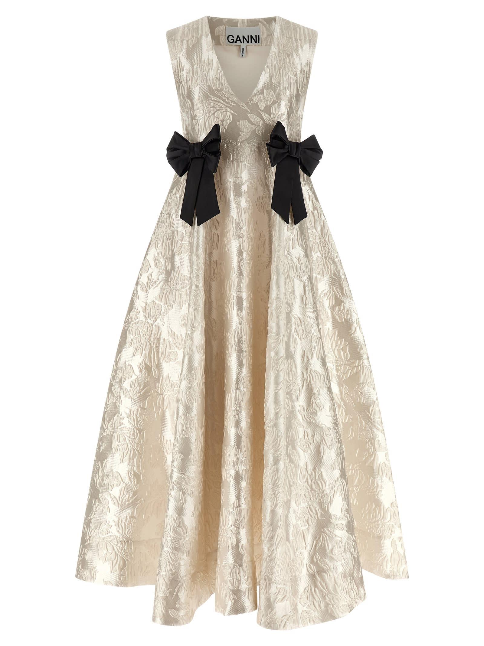 ganni cloque v-neck dress