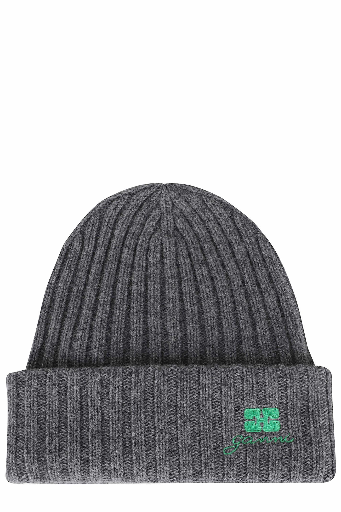 ganni core future wool knit beannie