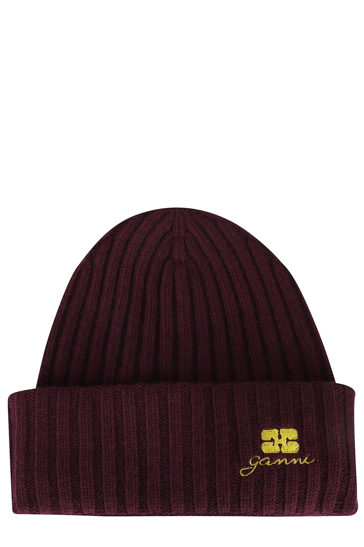 ganni core future wool knit beannie