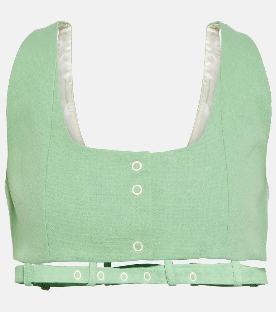 ganni cotton canvas crop top