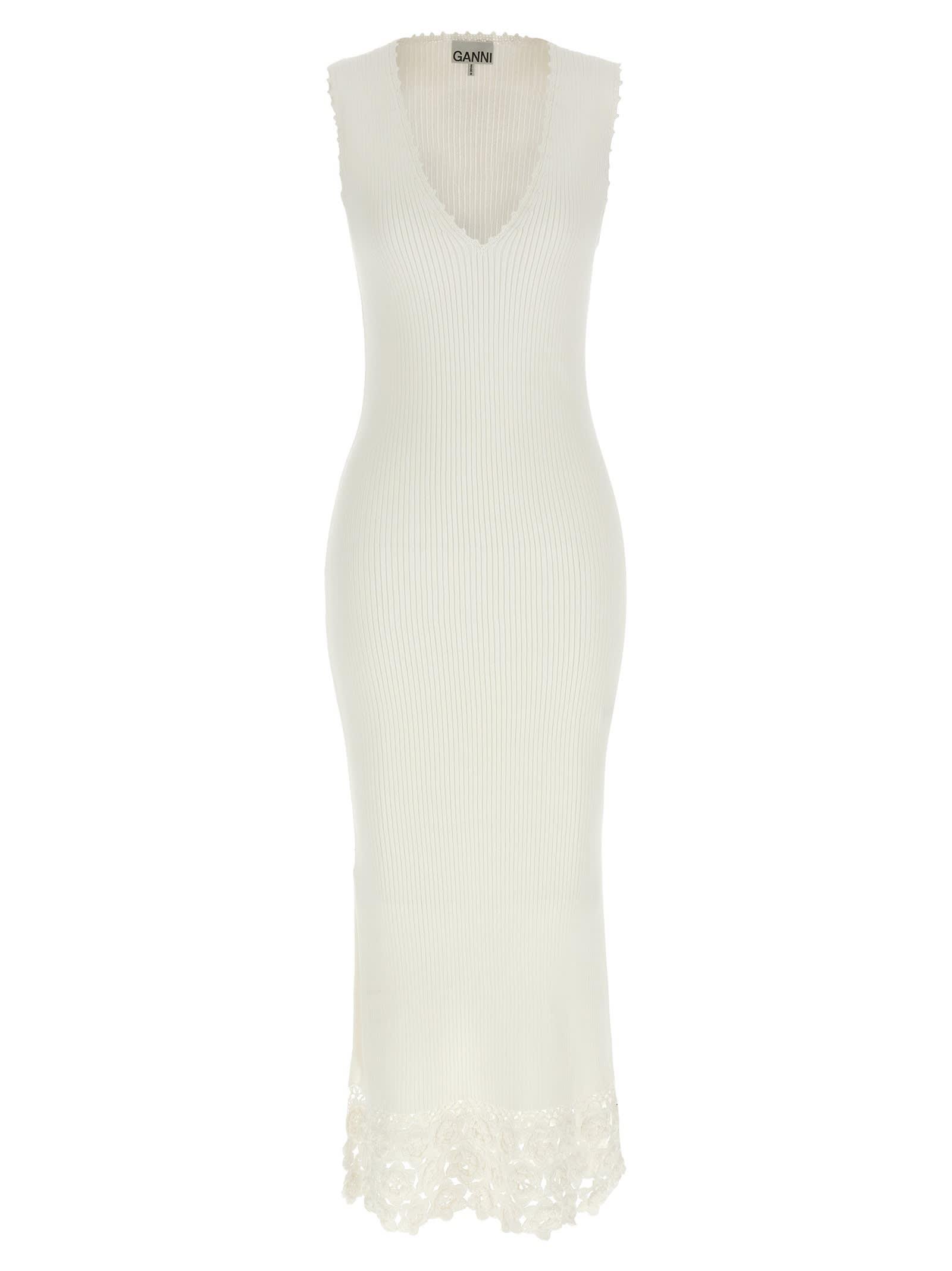 ganni cotton crochet dress
