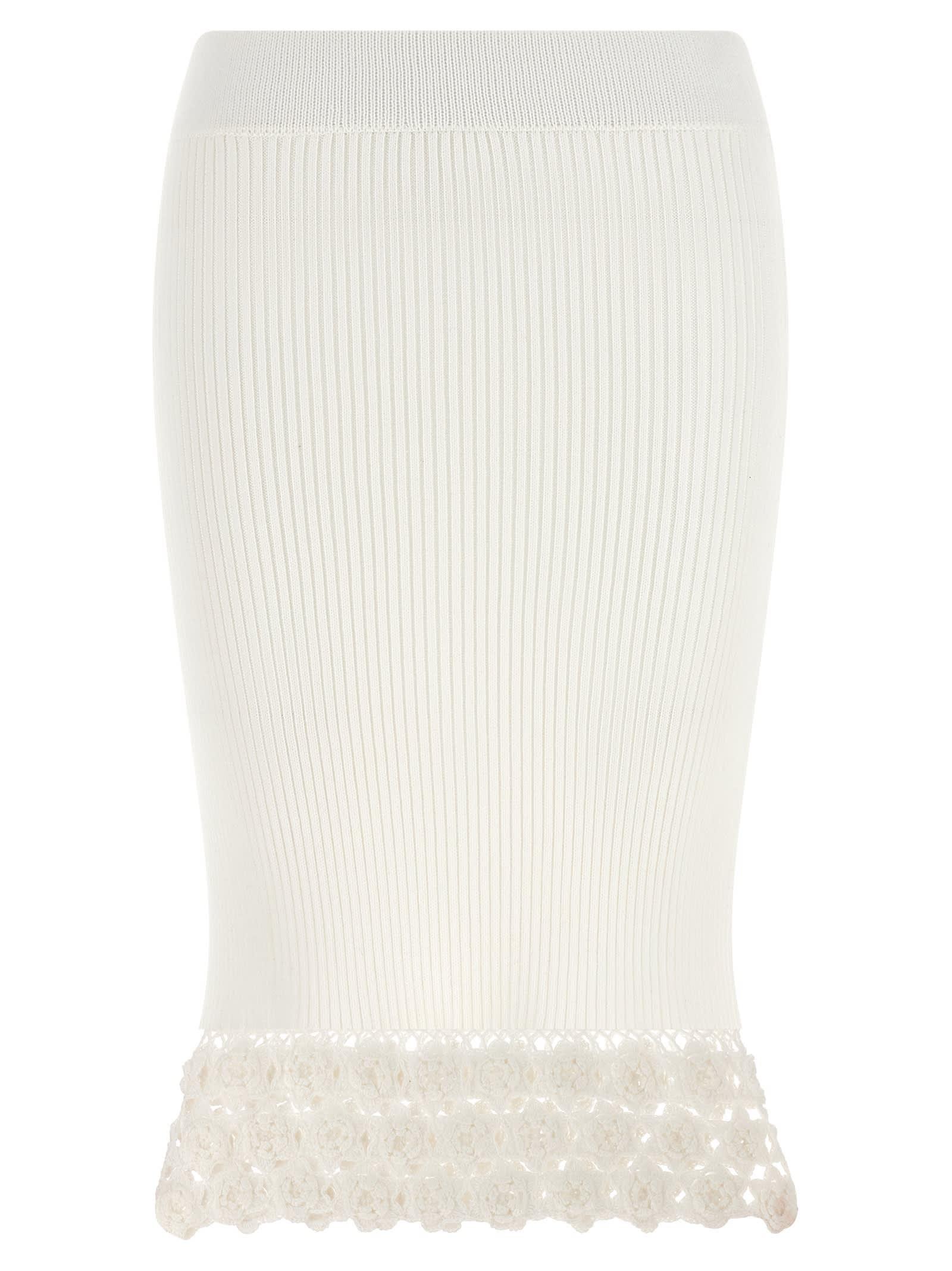 ganni cotton crochet skirt