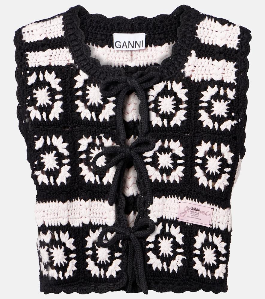 ganni cotton crochet vest