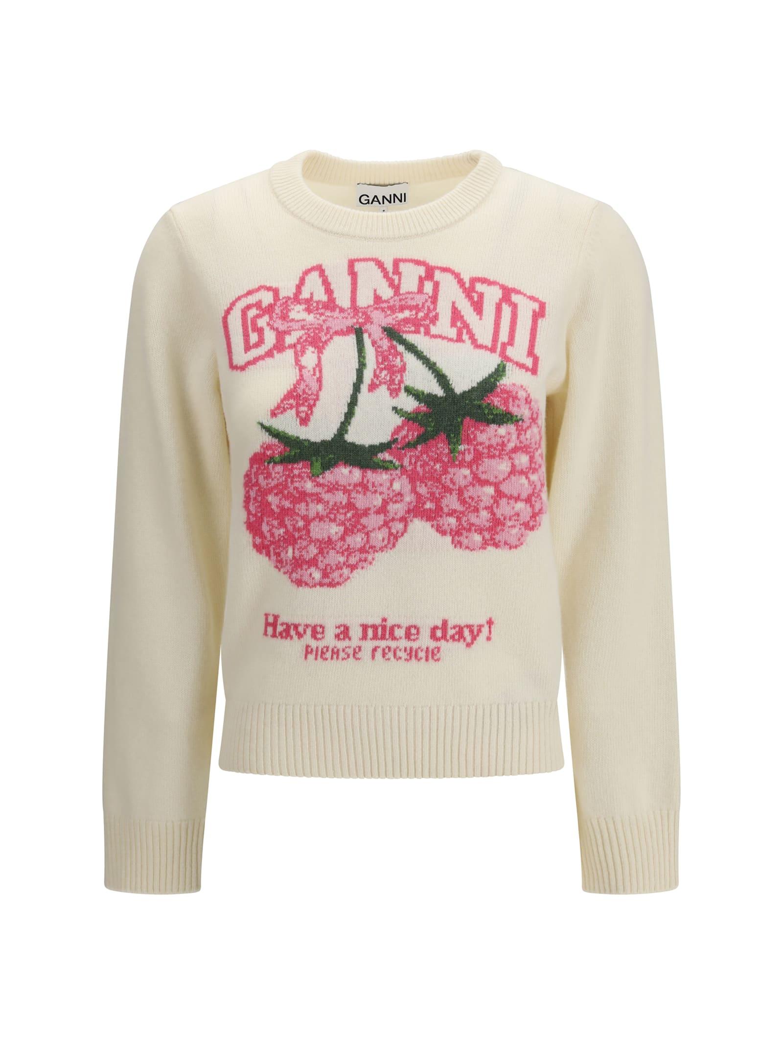 ganni crewneck sweatshirt with raspberries print