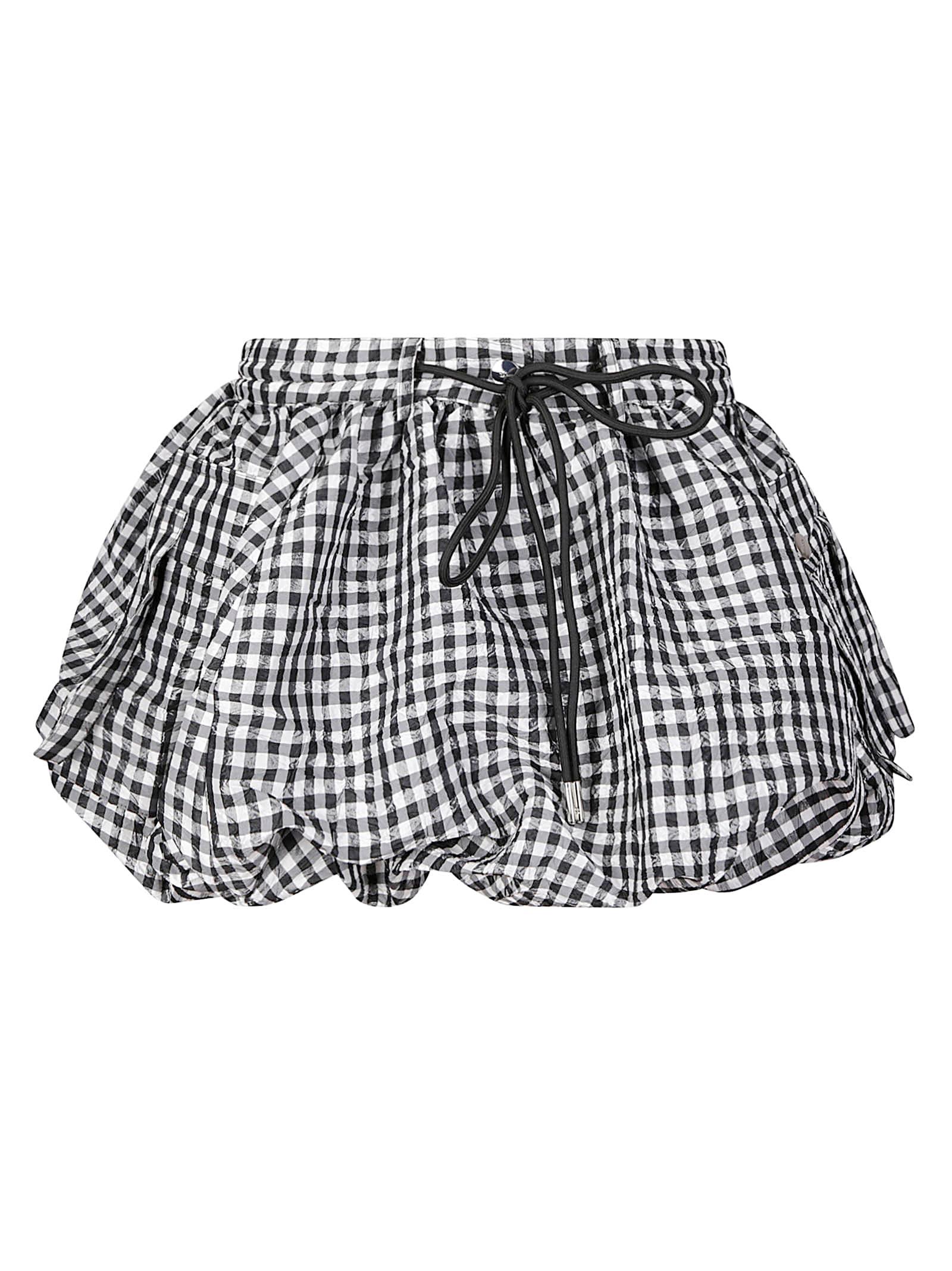 ganni crinkled check mini bubble skirt