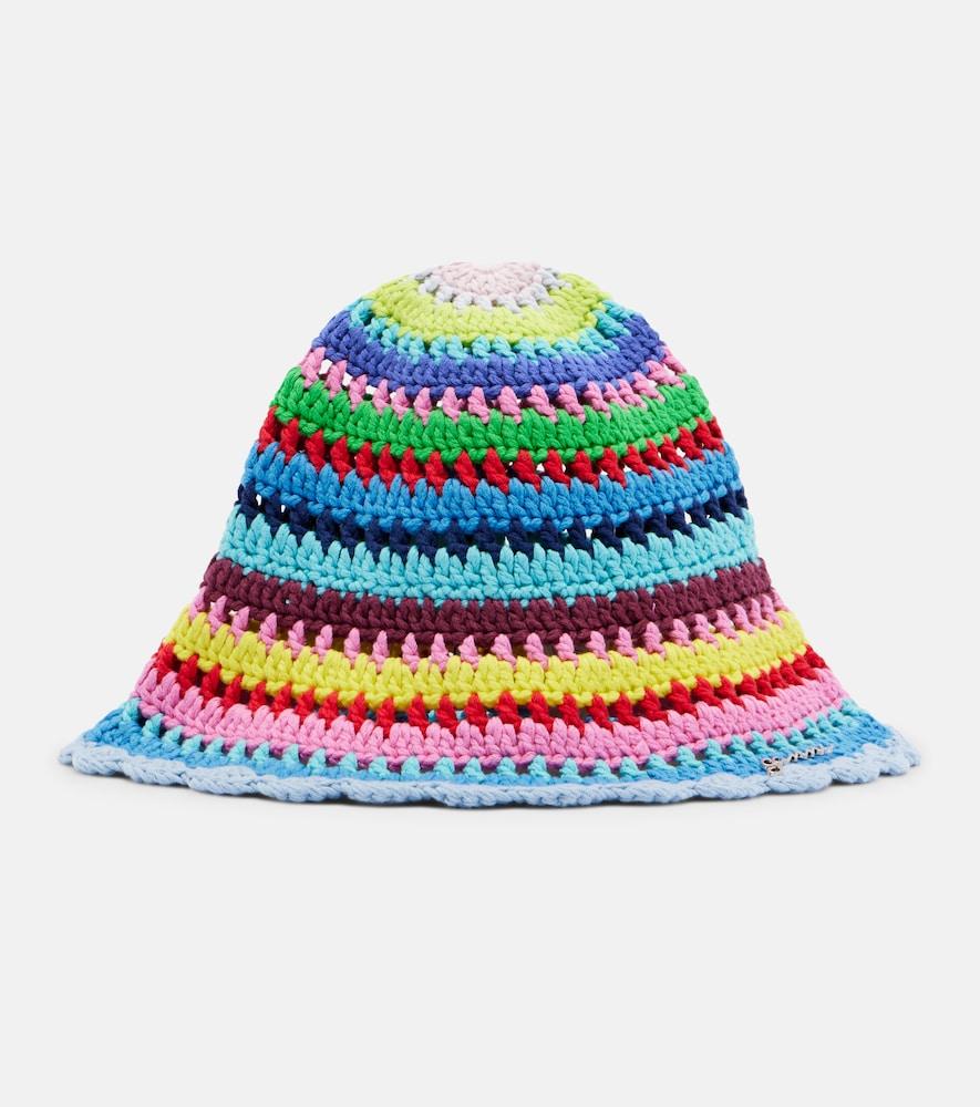 ganni crochet cotton bucket hat