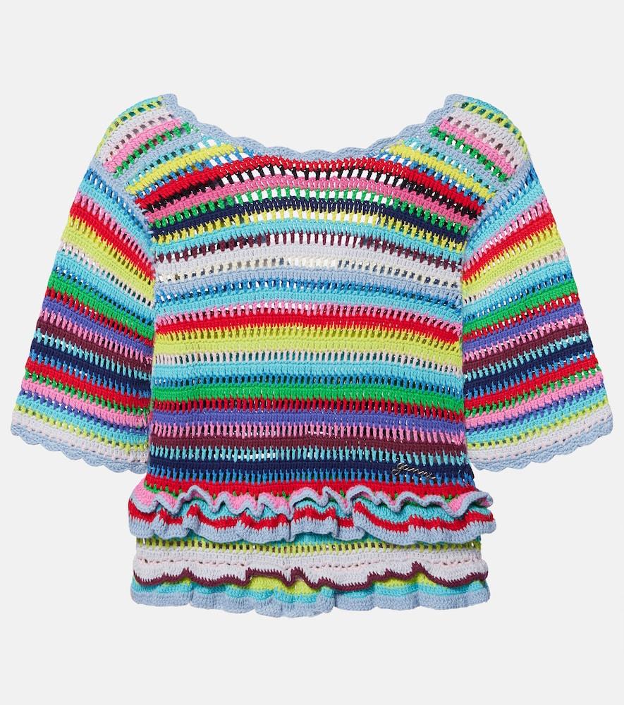 ganni crocheted cotton top