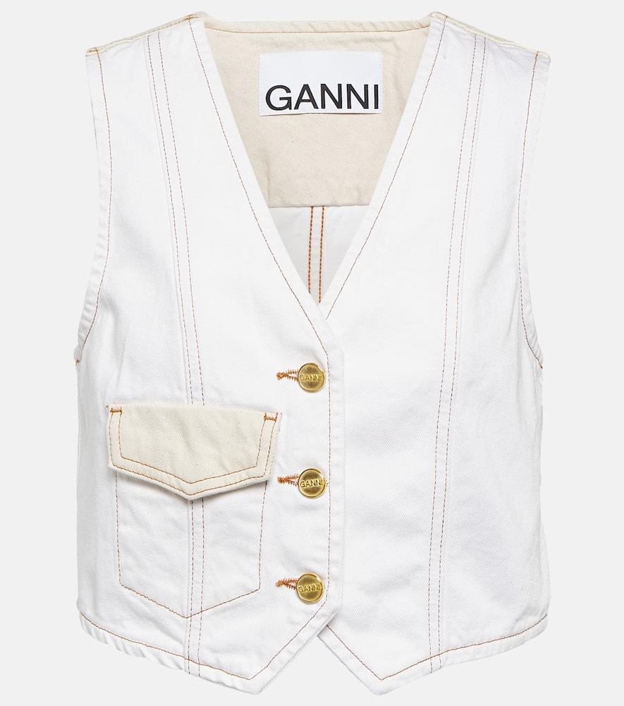 ganni cropped denim vest