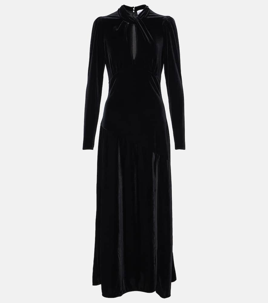 ganni cutout velvet midi dress