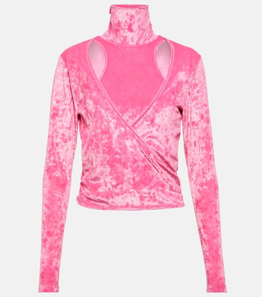 ganni cutout wrap velvet top