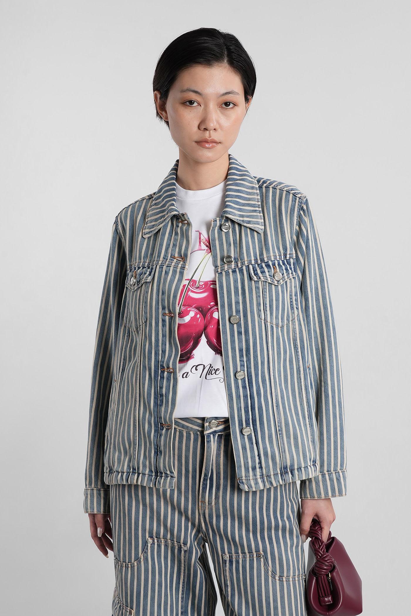 ganni denim jackets in blue cotton