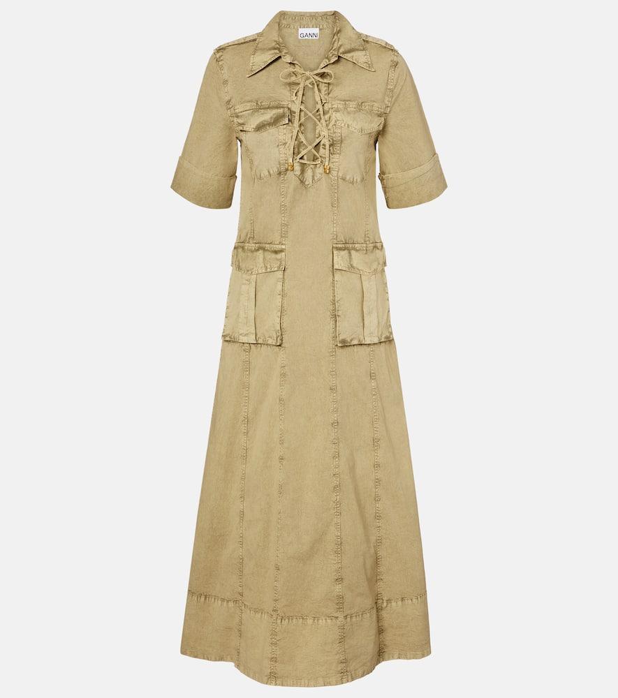 ganni denim maxi dress