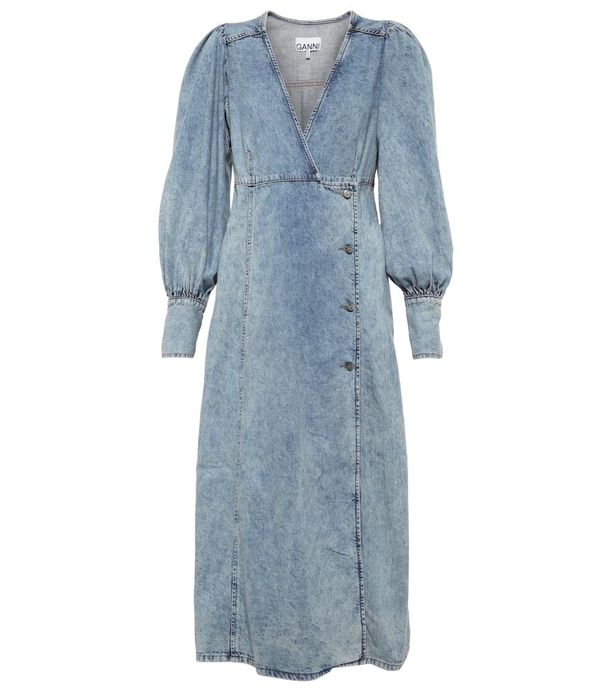 ganni denim midi dress