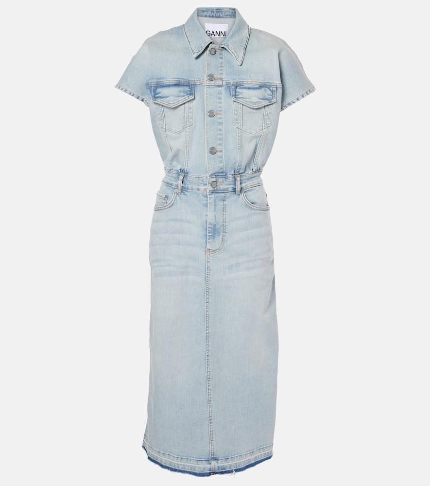 ganni denim midi dress