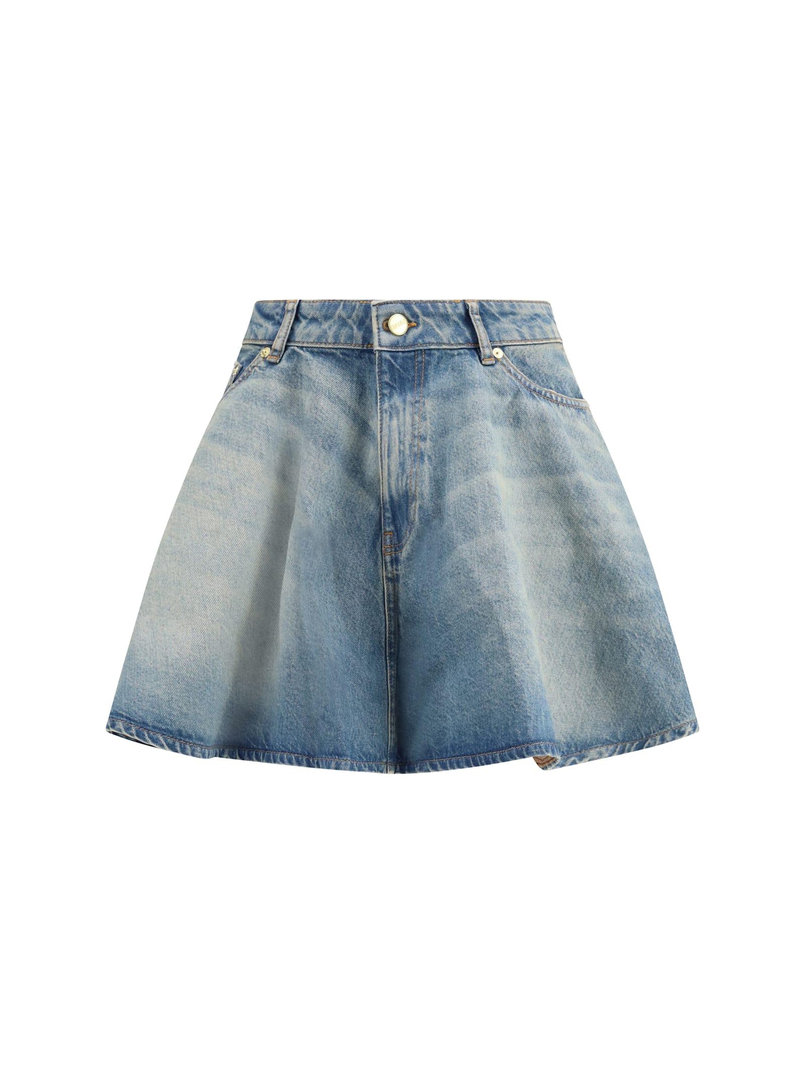 ganni denim miniskirt