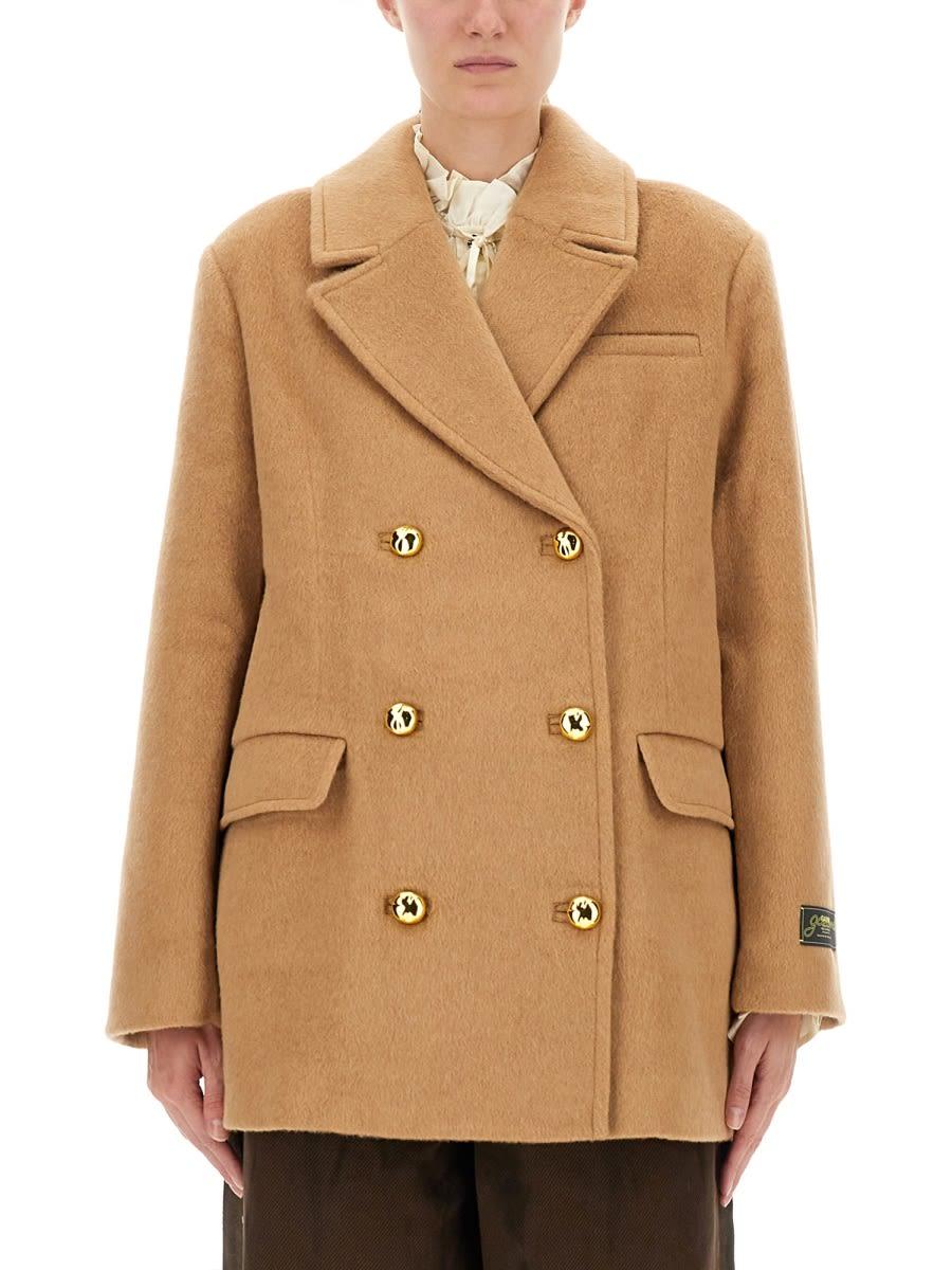 ganni double-breasted wool blazer