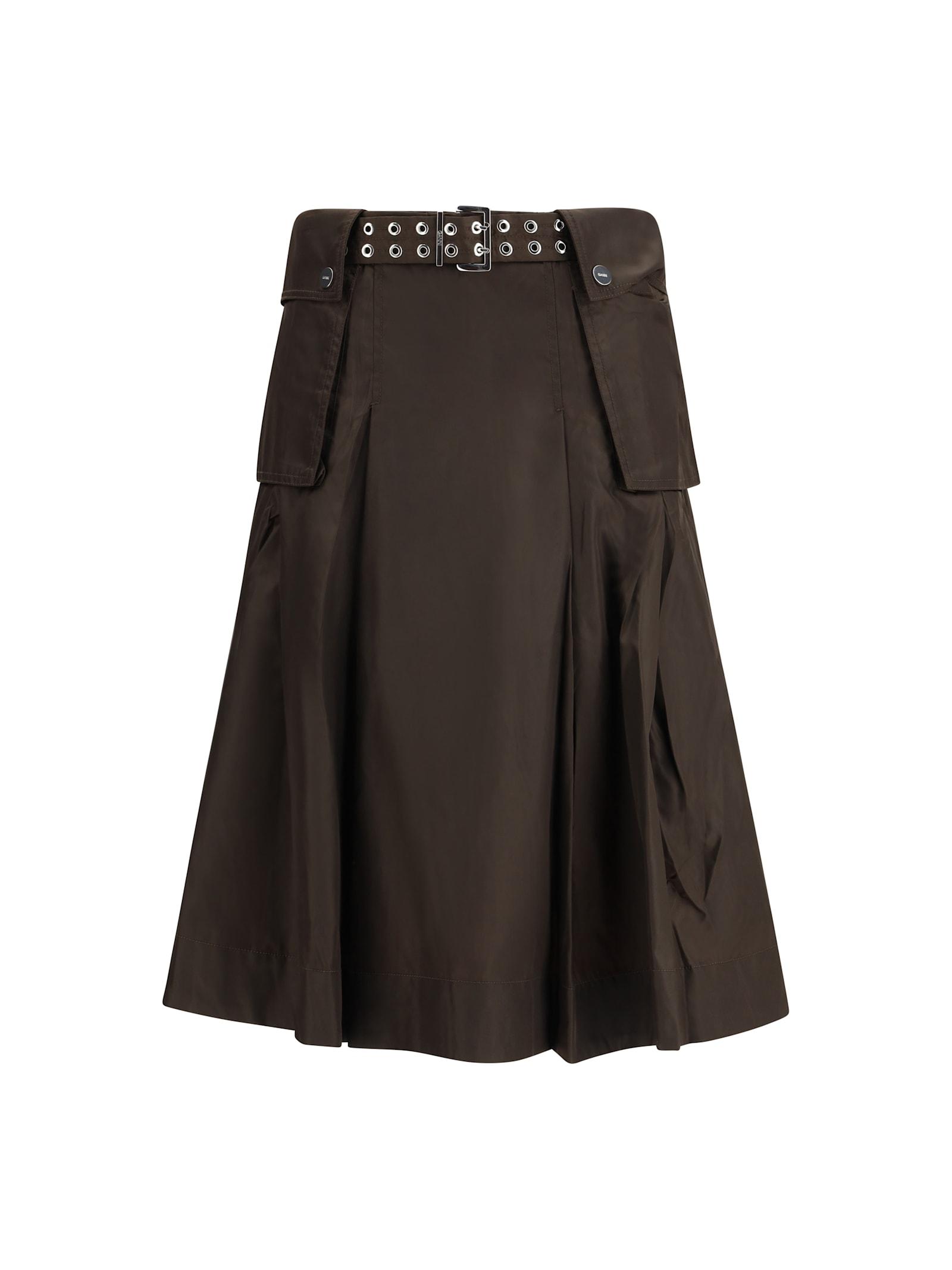 ganni duchesse nylon pleated skirt