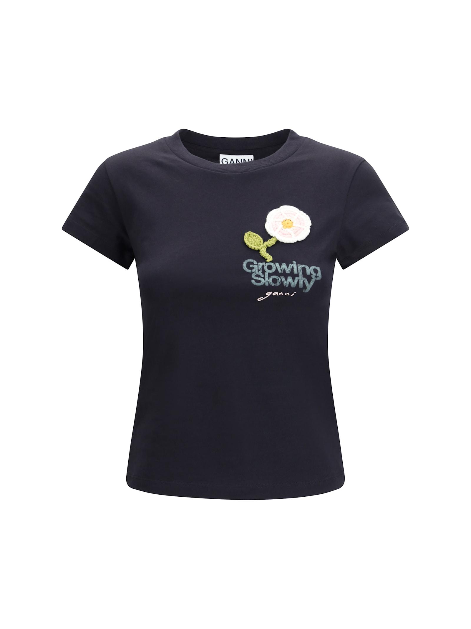 ganni embroidered t-shirt