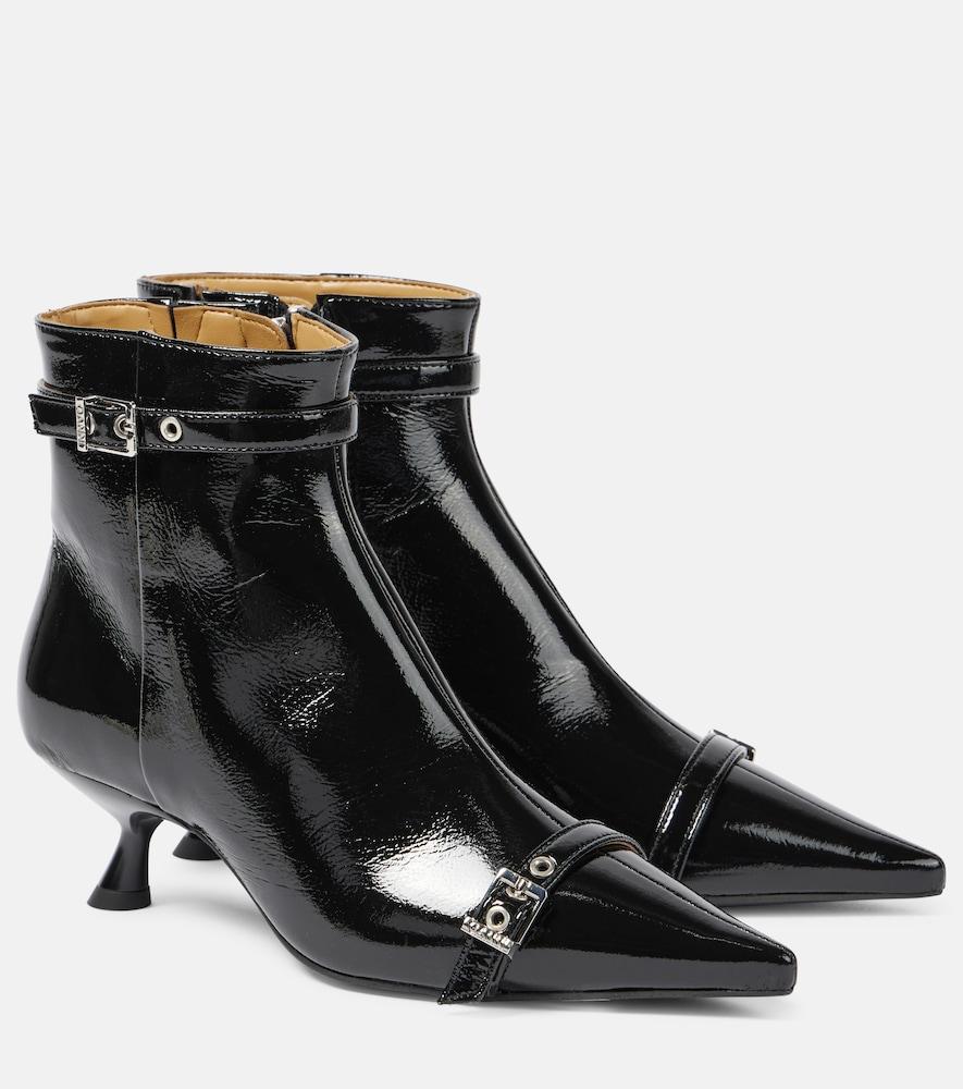 ganni eyelets faux leather ankle boots