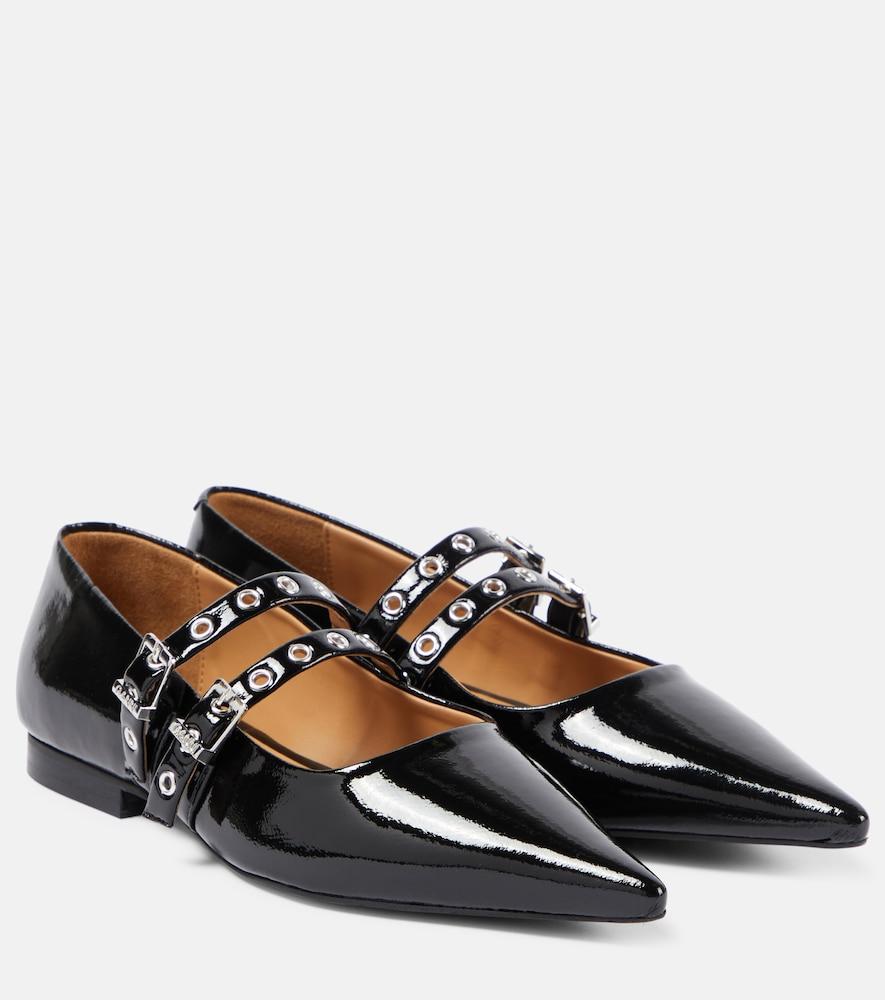 ganni faux leather mary jane flats
