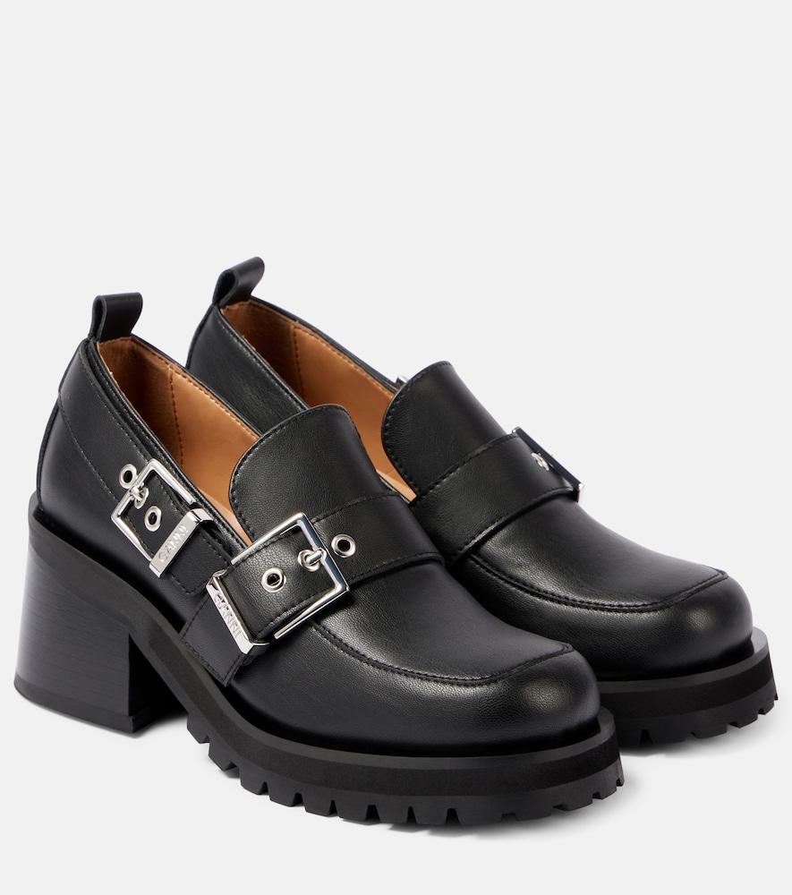 ganni feminine faux leather platform loafers