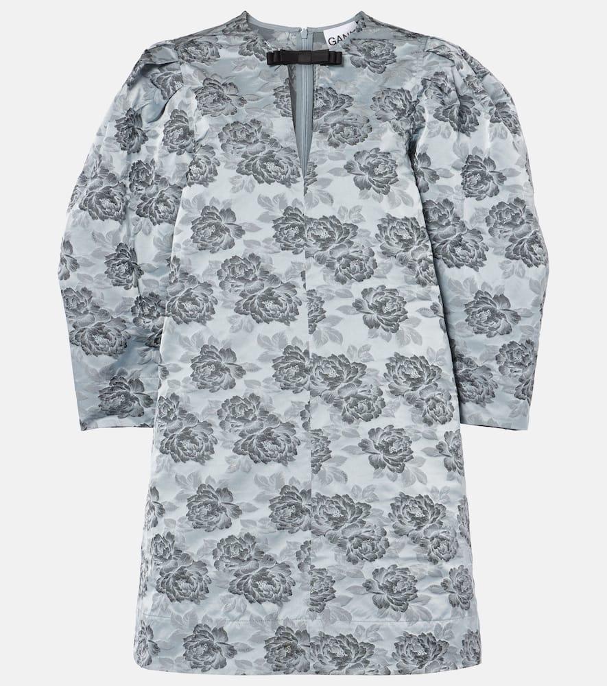 ganni floral jacquard minidress