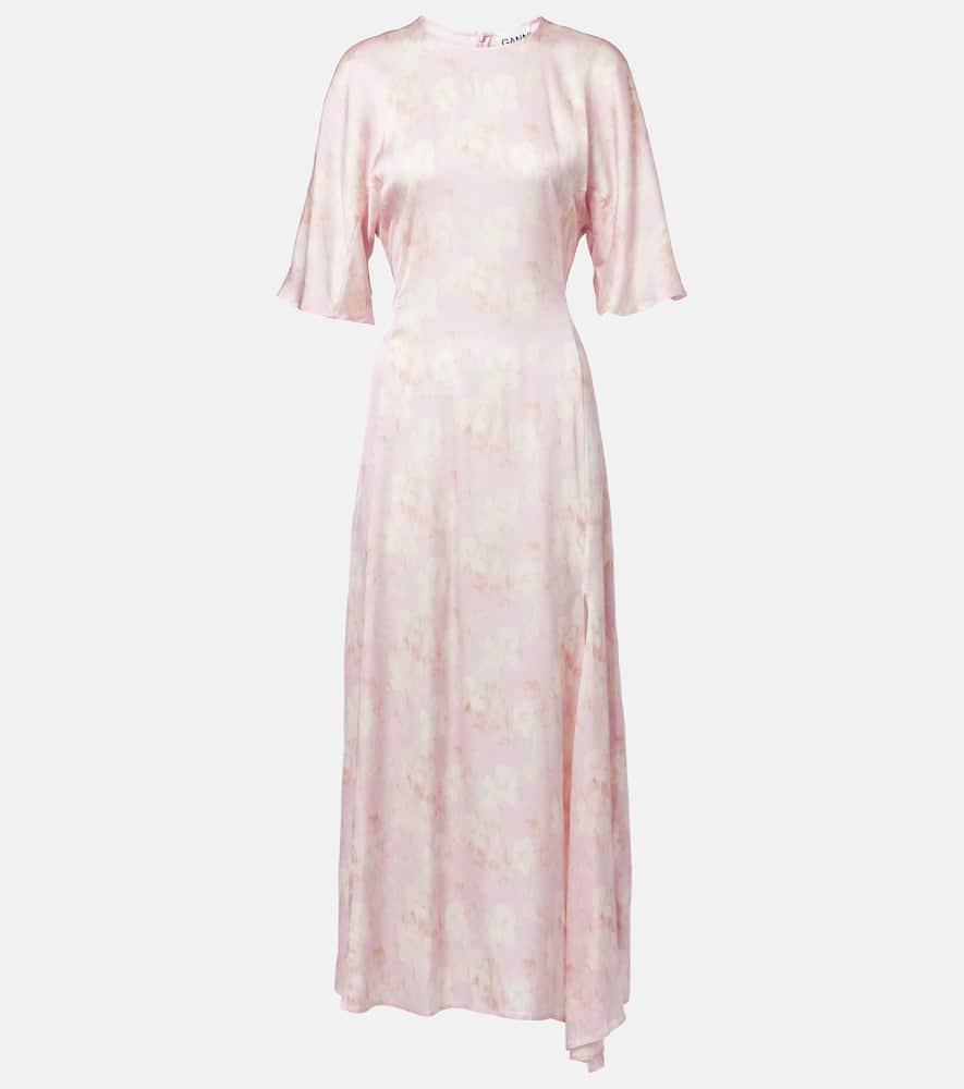 ganni floral satin maxi dress