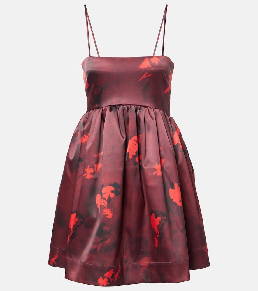 ganni floral satin minidress