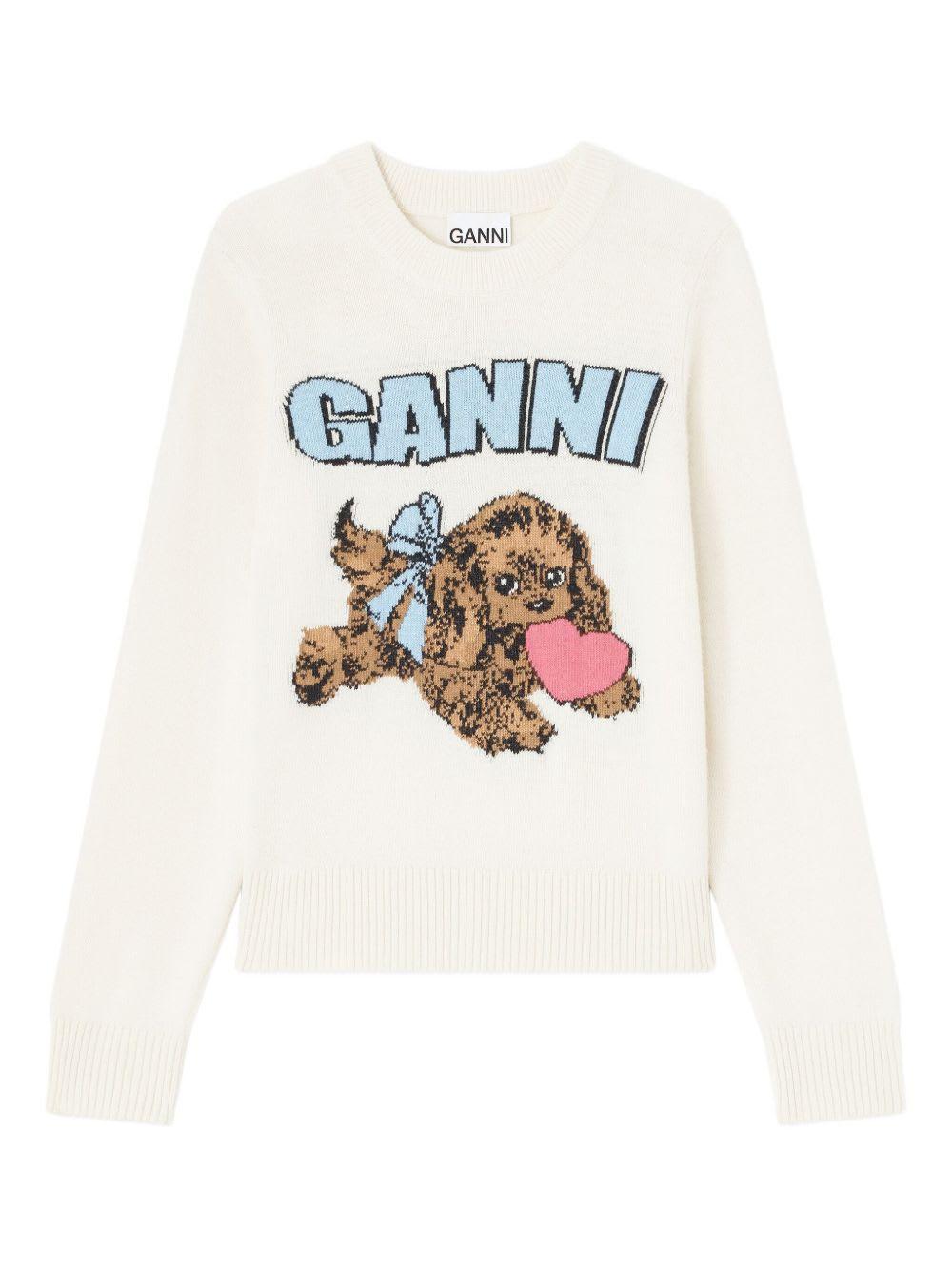 ganni fluffy puppy love wool sweater