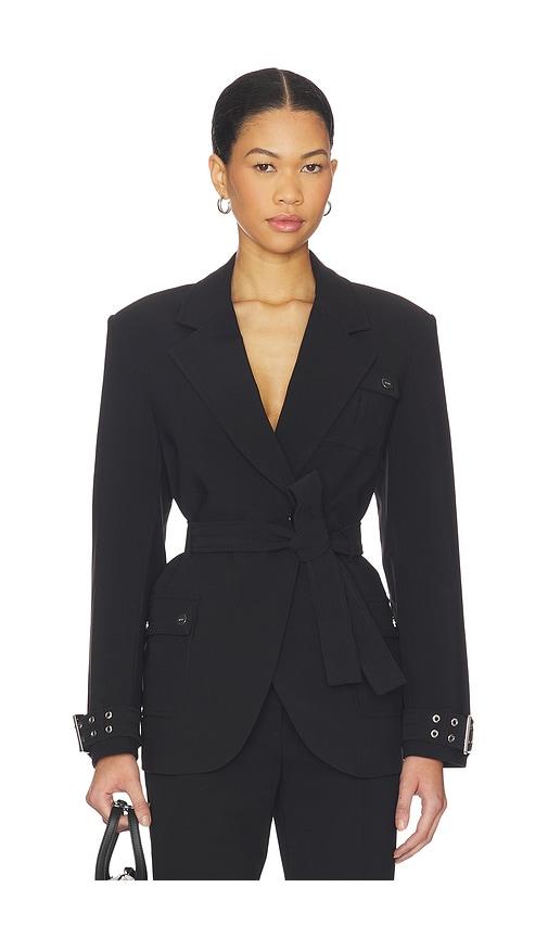 ganni future twill suitng blazer in black.