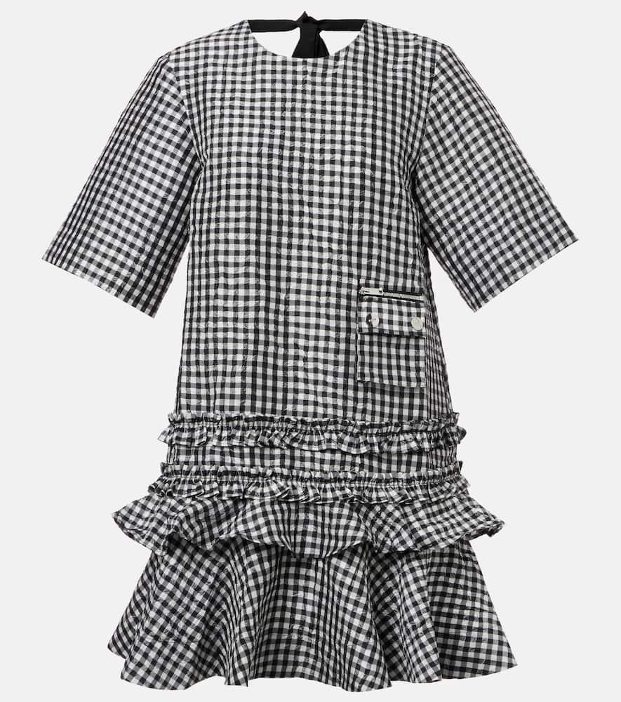 ganni gingham ruffled minidress