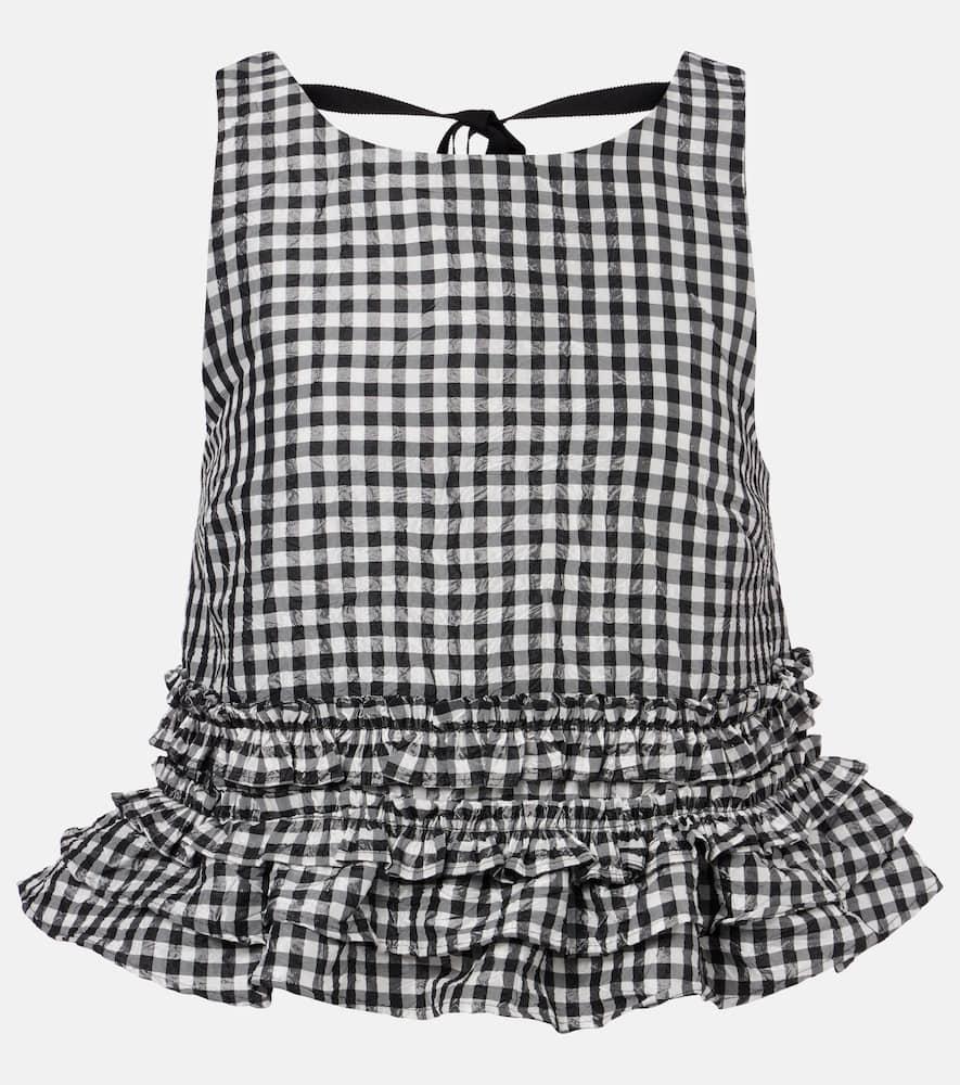 ganni gingham ruffled top