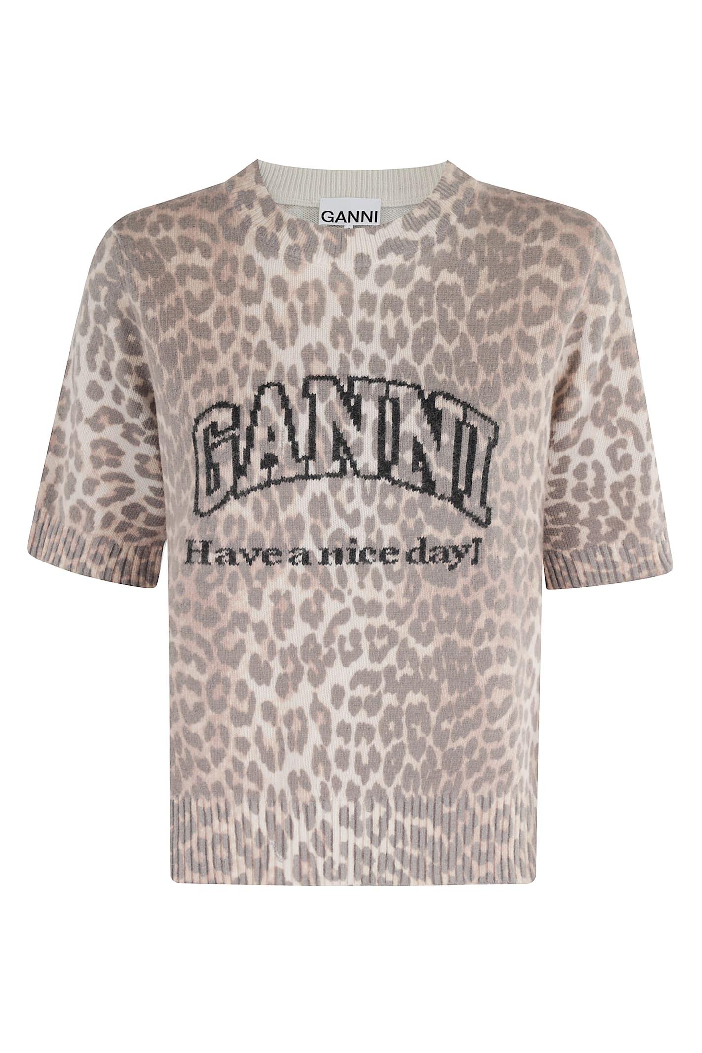 ganni graphic leopard tshirt