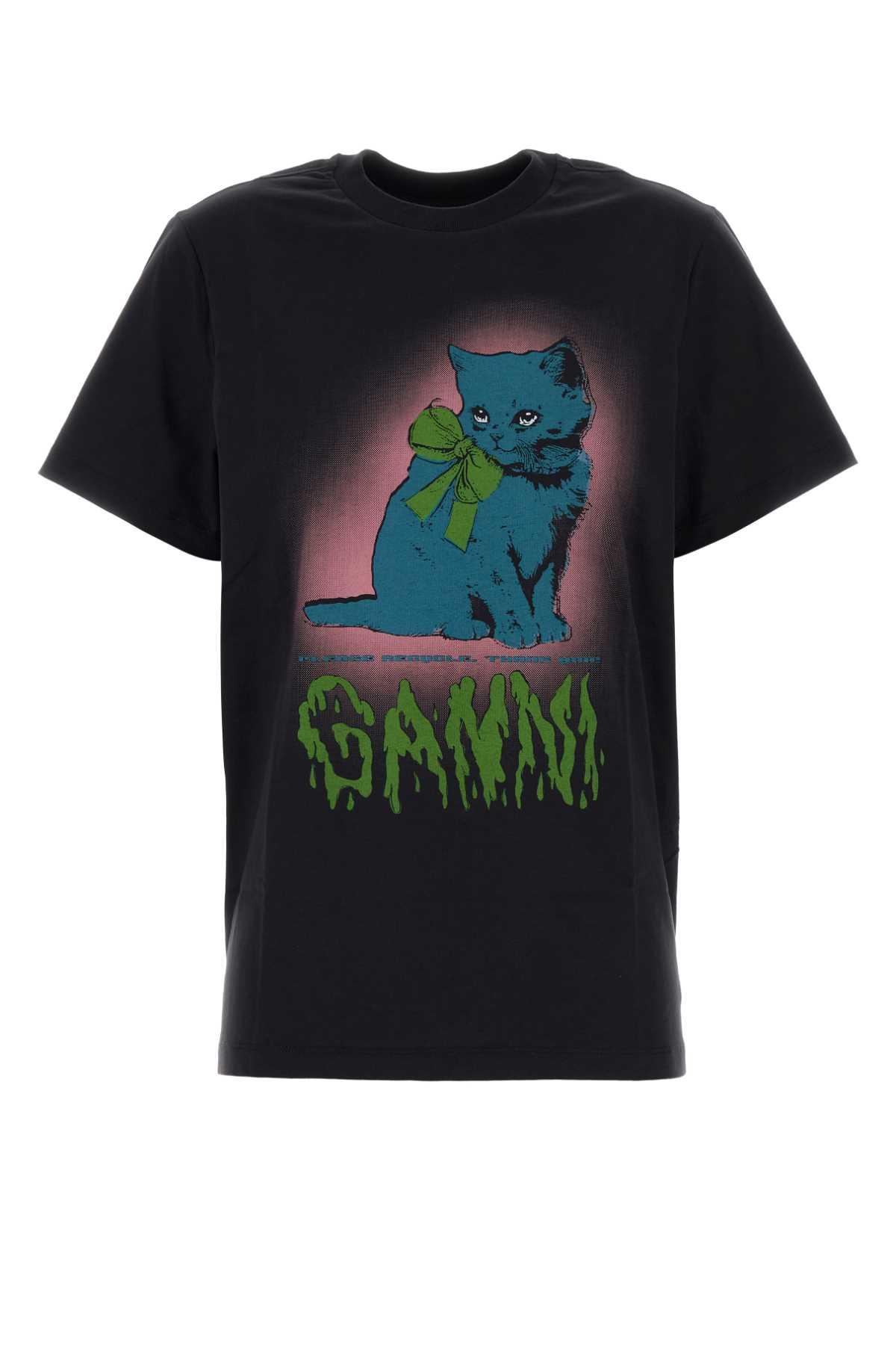 ganni graphite cotton t-shirt