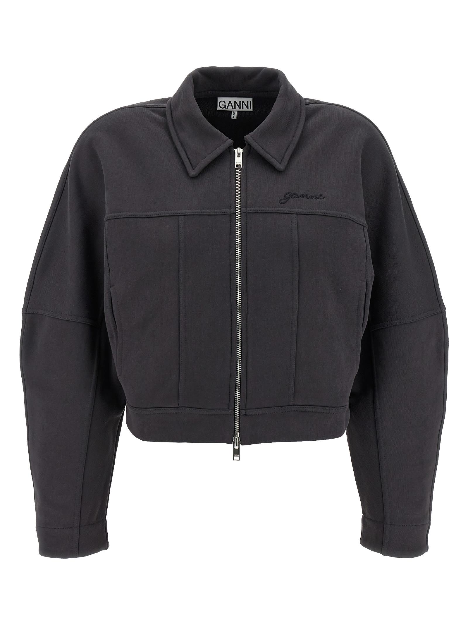 ganni heavy terry jersey bomber jacket