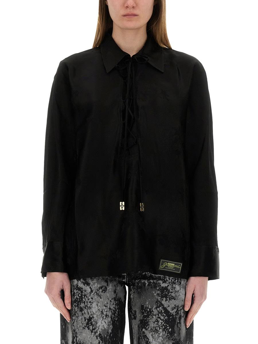 ganni jacquard satin shirt