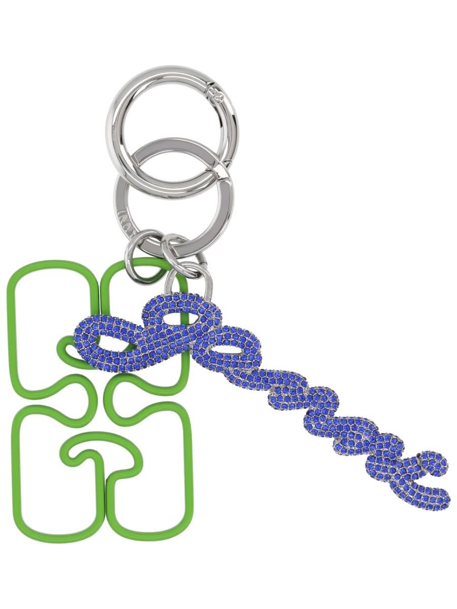 ganni keychain with logo