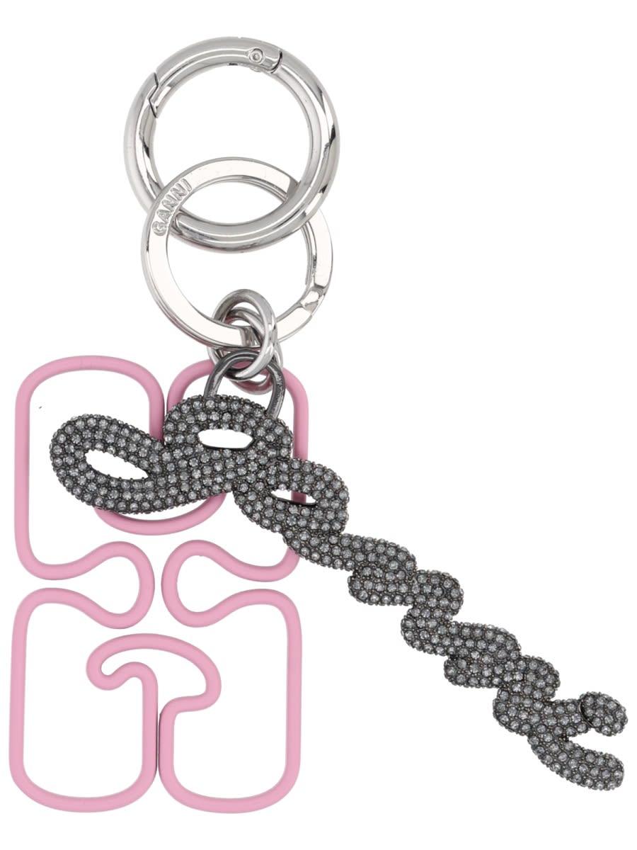 ganni keychain with logo